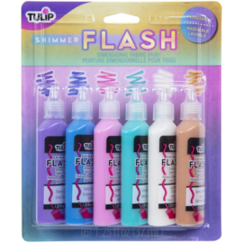 655328 Tulip Dimensional Fabric Paint Shimmer Flash 6/Pkg