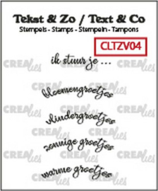 CLTZV04 Crealies Clearstamp Tekst & Zo Gebogen: ik stuur je…