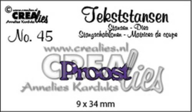 115634/3145 Crealies Tekststans no 45 Proost (NL)