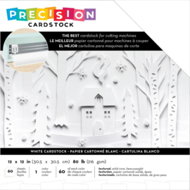 AC354131 American Crafts Precision Cardstock Pack 80lb White/Textured 12"X12" 60/Pkg