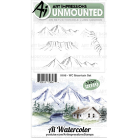 605093 Art Impressions Bible Journaling Watercolor Rubber Stamps WC Mountain
