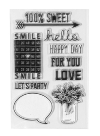 STP-009 Spellbinders 100% Sweet Sentiments Clear Stamps