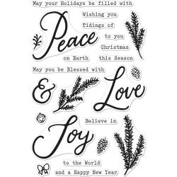 554298 Hero Arts Clear Stamps Peace, Love & Joy 4"X6"