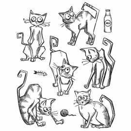 CMS 251 Tim Holtz Cling Stamps Crazy Cats