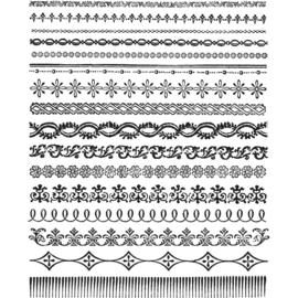 CMS 326 Tim Holtz Cling Stamps Ornate Trims 7"X8.5"