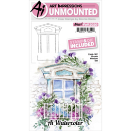 644034 Art Impressions Watercolor Clear Stamp & Die Set Ornate Window