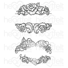 HCPC3968 Heartfelt Creations Cling Rubber Stamp Set Elegant Rose Banner