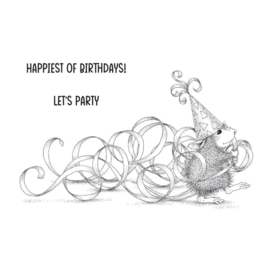 RSC010 House Mouse Cling Rubber Stamp Party Streamers