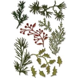 661597 Sizzix Thinlits Dies Mini Holiday Greens By Tim Holtz