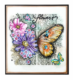 SL-GR-STAMP402 Floral butterfly Grunge collection nr.402
