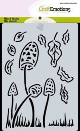 185070/0120 CraftEmotions Mask stencil Magic Forest - paddenstoelen Carla Creaties