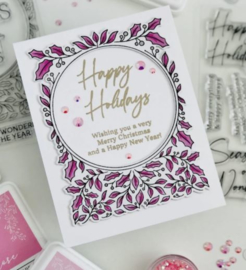 PF126321 Pinkfresh Studio Clear Stamp Set Happy Holidays Circle Frame 4"X6"