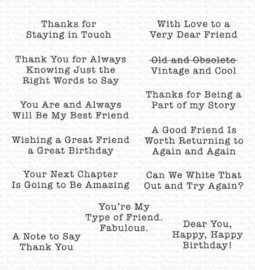 CS-756 Typewriter Sentiments: Friendship Clear Stamps