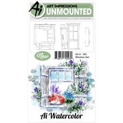 383963 Art Impressions Watercolor Cling Rubber Stamps Window