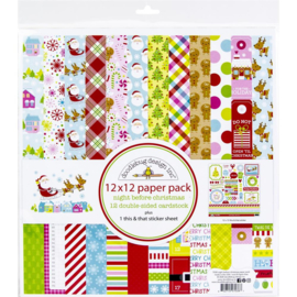 644855 Doodlebug Double-Sided Paper Pack Night Before Christmas 12"X12" 12/Pkg