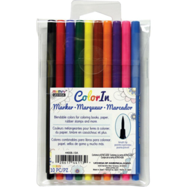 410869 Color In Brush Tip Markers Primary 10/Pkg