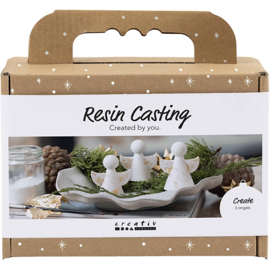 977854 Creativ Company Mini Hobbyset Hars Gieten, Engelen, gold metal, wit