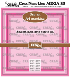 CLNestMega85 Crealies Crea-Nest-Lies Mega Vierkant glad halve cm