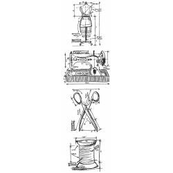 344090 Tim Holtz Mini Blueprints Strip Cling Rubber Stamps Sewing