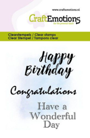 130501/5012 CraftEmotions clearstamps 6x7cm Text Happy Birthday