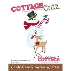 439898 CottageCutz Die Candy Cane Snowman W/Deer, 2"X3.3"