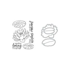 649303 Hero Arts Clear Stamp & Die Combo Hero Florals Lotus