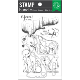695785 Hero Arts Clear Stamp & Die Combo Nothern Lights Polar Bears