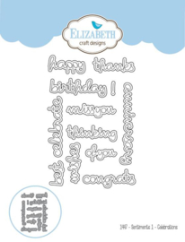CS076 Elizabeth Craft Clear Stamps Sentiments 1 - Celebration