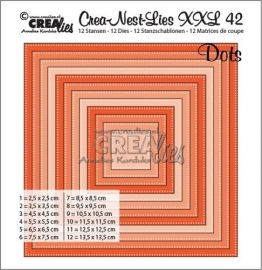 115634/0042 Crealies Crea-nest-dies XXL no. 42 Vierkanten met stippen