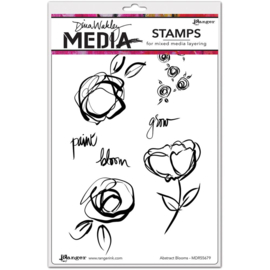 466763 Dina Wakley Media Cling Stamps Abstract Blooms  6"X9"