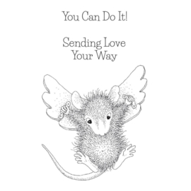 RSC012 House Mouse Cling Rubber Stamp Flying To See You