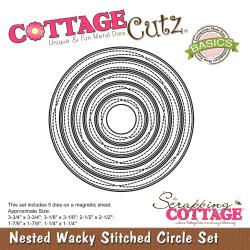 044851 CottageCutz Nested Dies Wacky Stitched Circle 5/Pkg