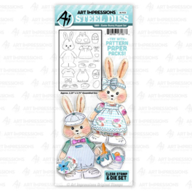 706907 Art Impressions Holiday Stamp & Die Set Easter Bunny Puppet