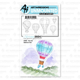 706896  Art Impressions Watercolor Cling Rubber Stamps Hot Air Balloon