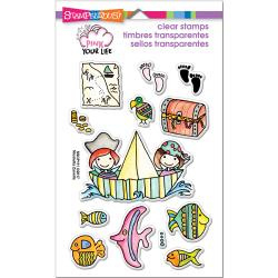 375791 Stampendous Pink Your Life Perfectly Clear Stamps Whisper Friends Pirates  7.25"X4.6"