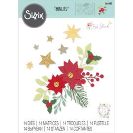 666445 Sizzix Thinlits Dies Festive Foliage By Jess Slack 14/Pkg