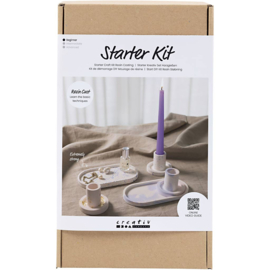 977539 Creativ Company Starter Hobbyset Hars Gieten, Kandelaren en dienbladen, blauw, lichtroze, wit