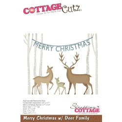 540406 CottageCutz Die Merry Christmas W/Deer Family 1" To 4.6"