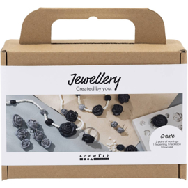 977766 Creativ Company Mini Hobbyset Sieraden, Rozen, zwart, zwart/wit, wit