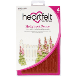 HCP31001 Heartfelt Creations Cling Rubber Stamp Set Hollyhock Fence