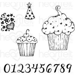 584599 Heartfelt Creations Cling Rubber Stamp Set Sprinkled Confetti Cupcakes .75" To 5.5"