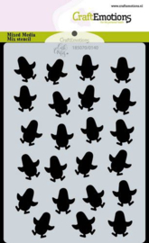 185070/0140 CraftEmotions Mask stencil achtergrond penguins A6 Carla Creaties