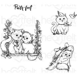 588407 Heartfelt Creations Cling Rubber Stamp Set Purr-Fect Playdate .5" To 3.5"