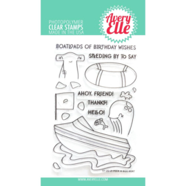 634446 Avery Elle Clear Stamp Set Peek-A-Boo Boat 4"X6"