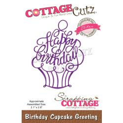 CCE547 CottageCutz Elites Die Birthday Cupcake Greeting, 2.1"X2.8"