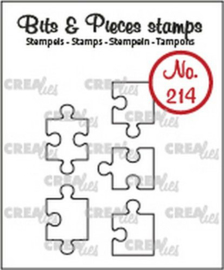 CLBP214 Crealies Clearstamp Bits & Pieces 5x puzzelstukjes (omlijning)