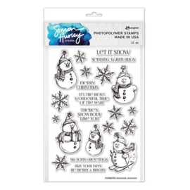 HUR86703 Simon Hurley create. Photopolymer Stamps 6x9 Inch Sketched Snowmen