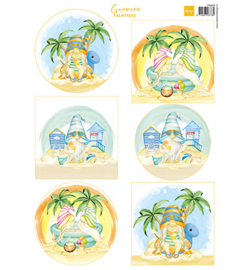 VK9602 Marianne Design Knipvel A4, Gnomes on the beach - Palmtrees