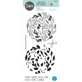 666325 Sizzix Layered Clear Stamps Leafy Ornament By Lisa Jones