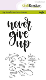 130501/1803 CraftEmotions clearstamps A6 - handletter - never give up